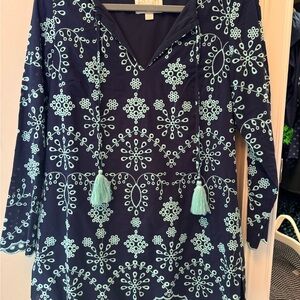 Sail to Sable Navy Dress with Light Blue Detail